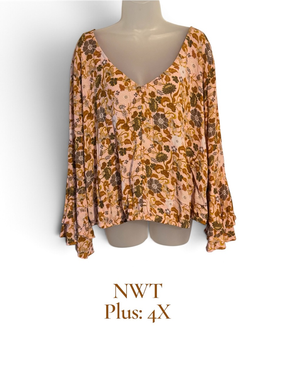 NWT!!  FALL!!  Floral V-Neck Top Plus Size: 4X      #1